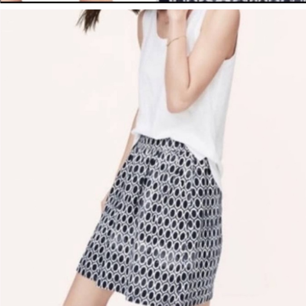 Loft Navy/White Honeycomb Print Skirt